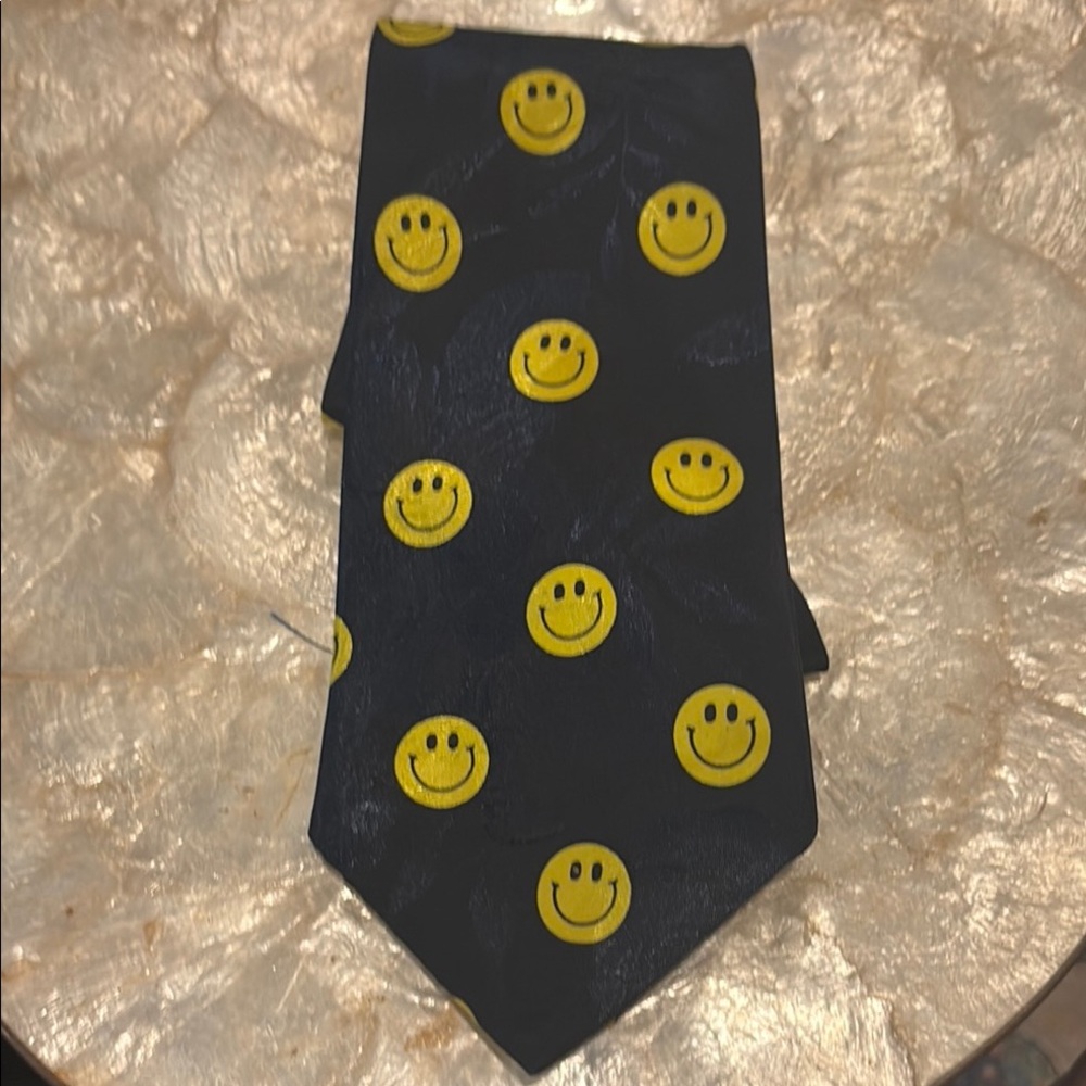 Smiley Face Navy Blue Tie by Designs by A Rogers
